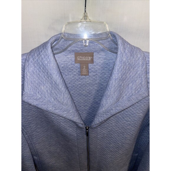 Chicos Quilted Jacket Women’s Size 2 U.S. Large Blue Zip Front Long Sleeve - Picture 3 of 12